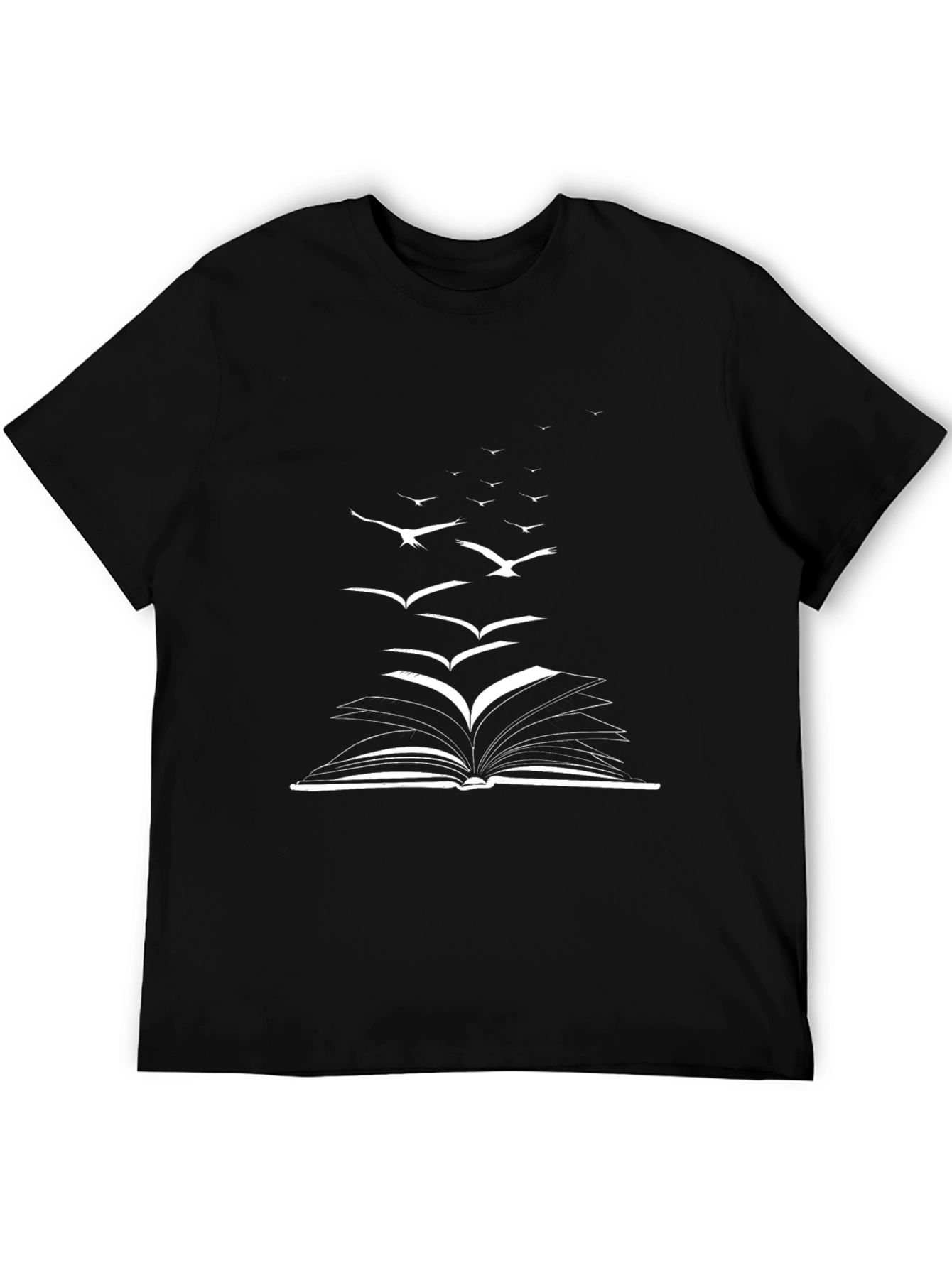 Book & Birds Graphic Tee - Black Cotton Blend