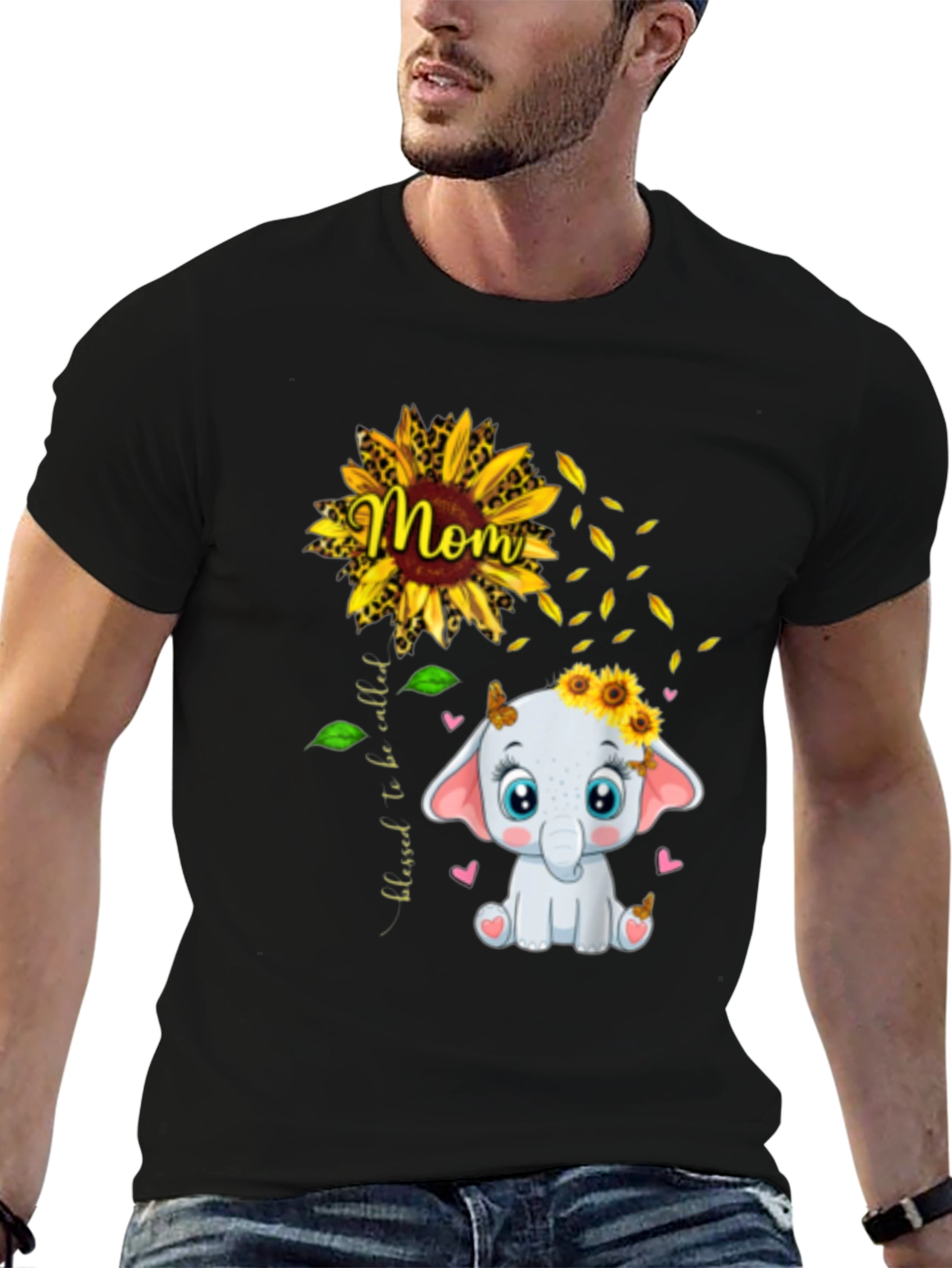 Mom Sunflower Elephant Graphic Tee