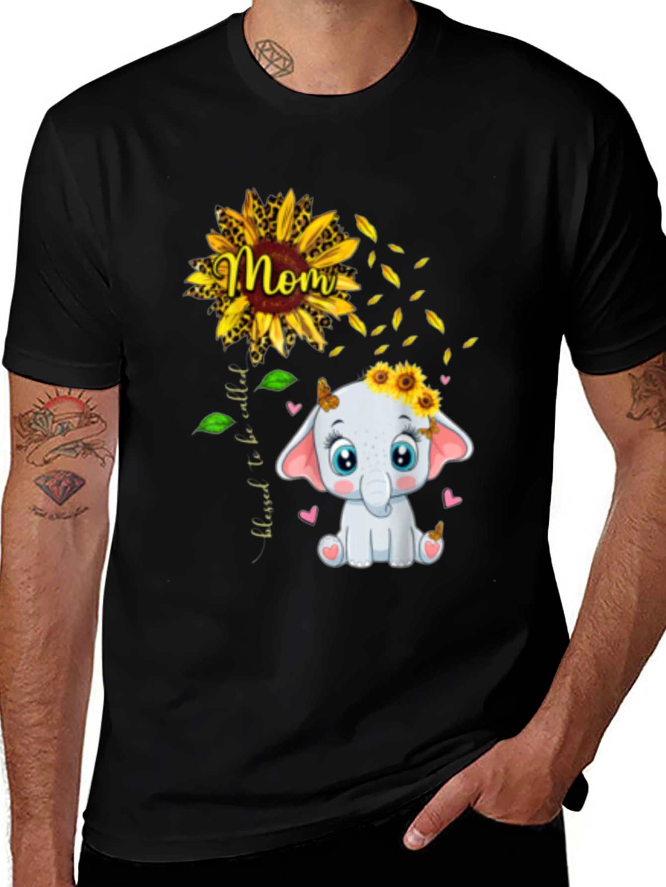 Mom Sunflower Elephant Graphic Tee
