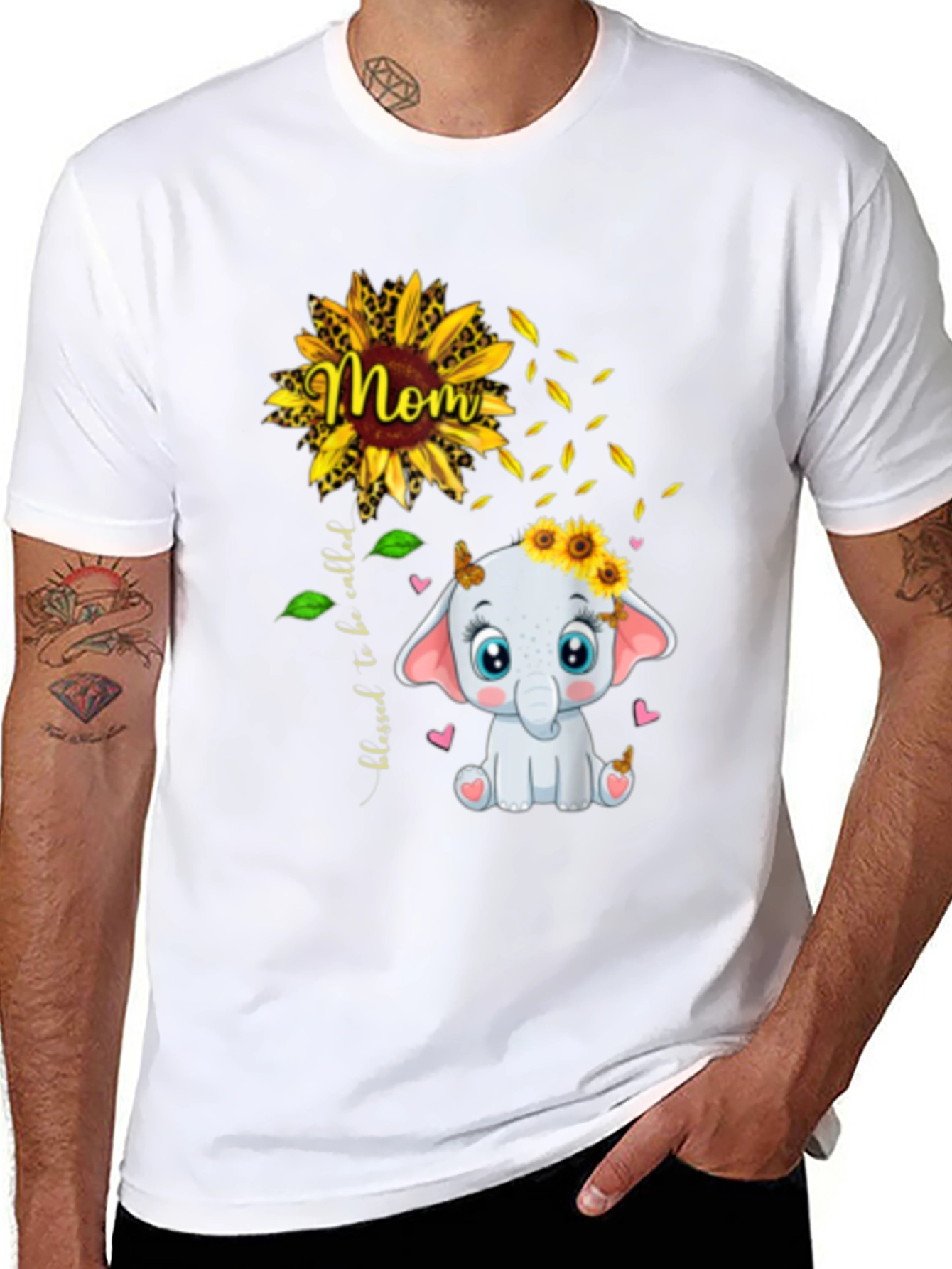 Mom Sunflower Elephant Graphic Tee