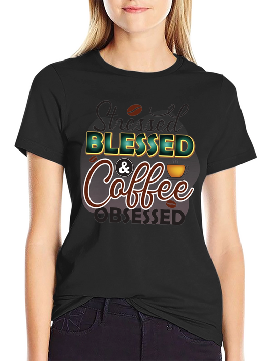 Blessed & Coffee Graphic Tee - Black