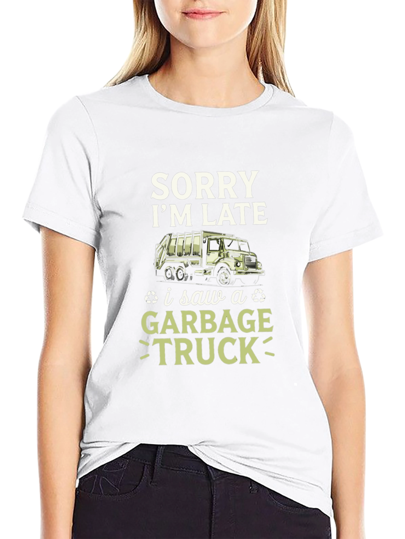 Funny Sorry Im Late Garbage Truck Mens T-Shirt