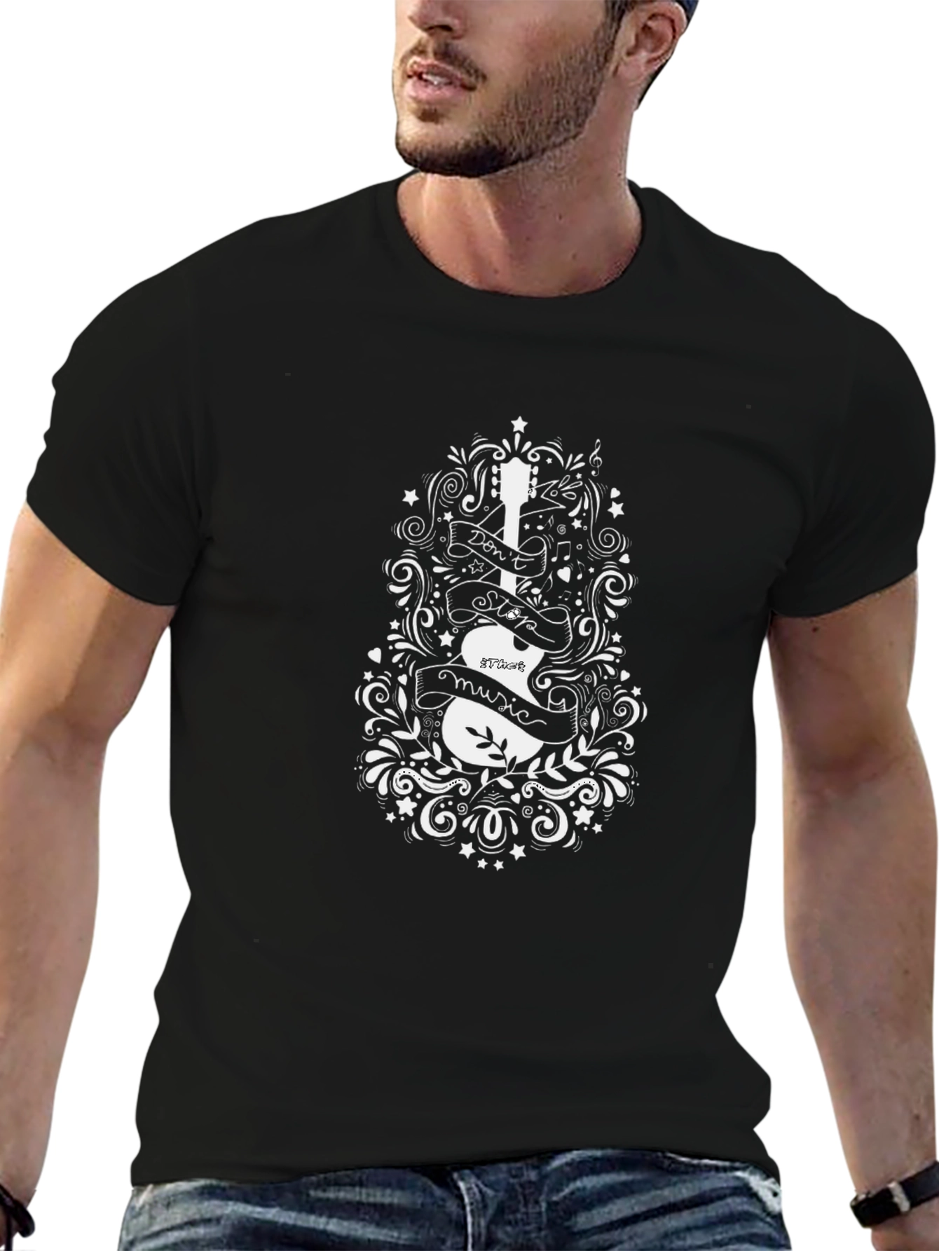 Dont Stop Music Guitar Graphic Tee