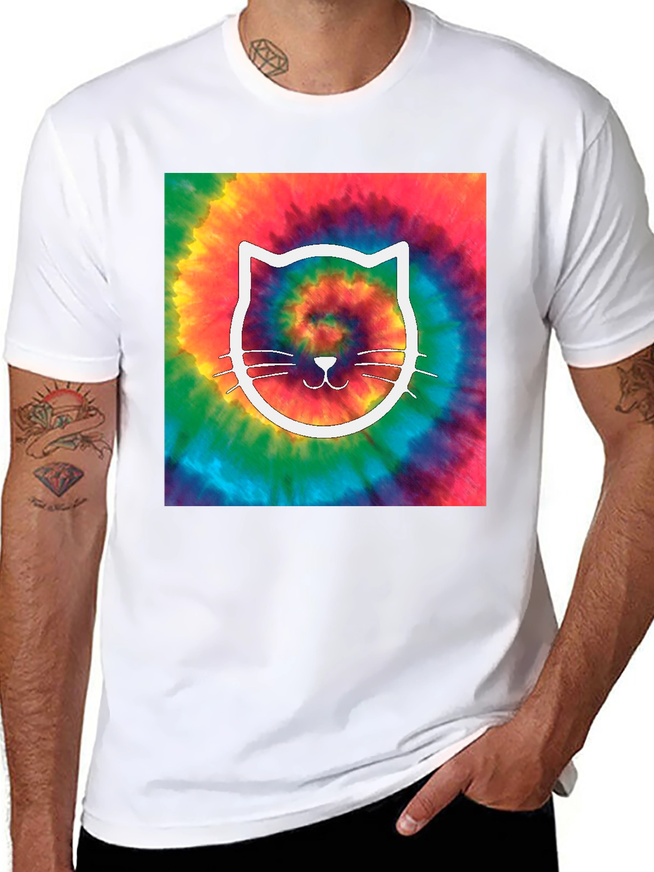 Tie-Dye Cat Graphic Tee