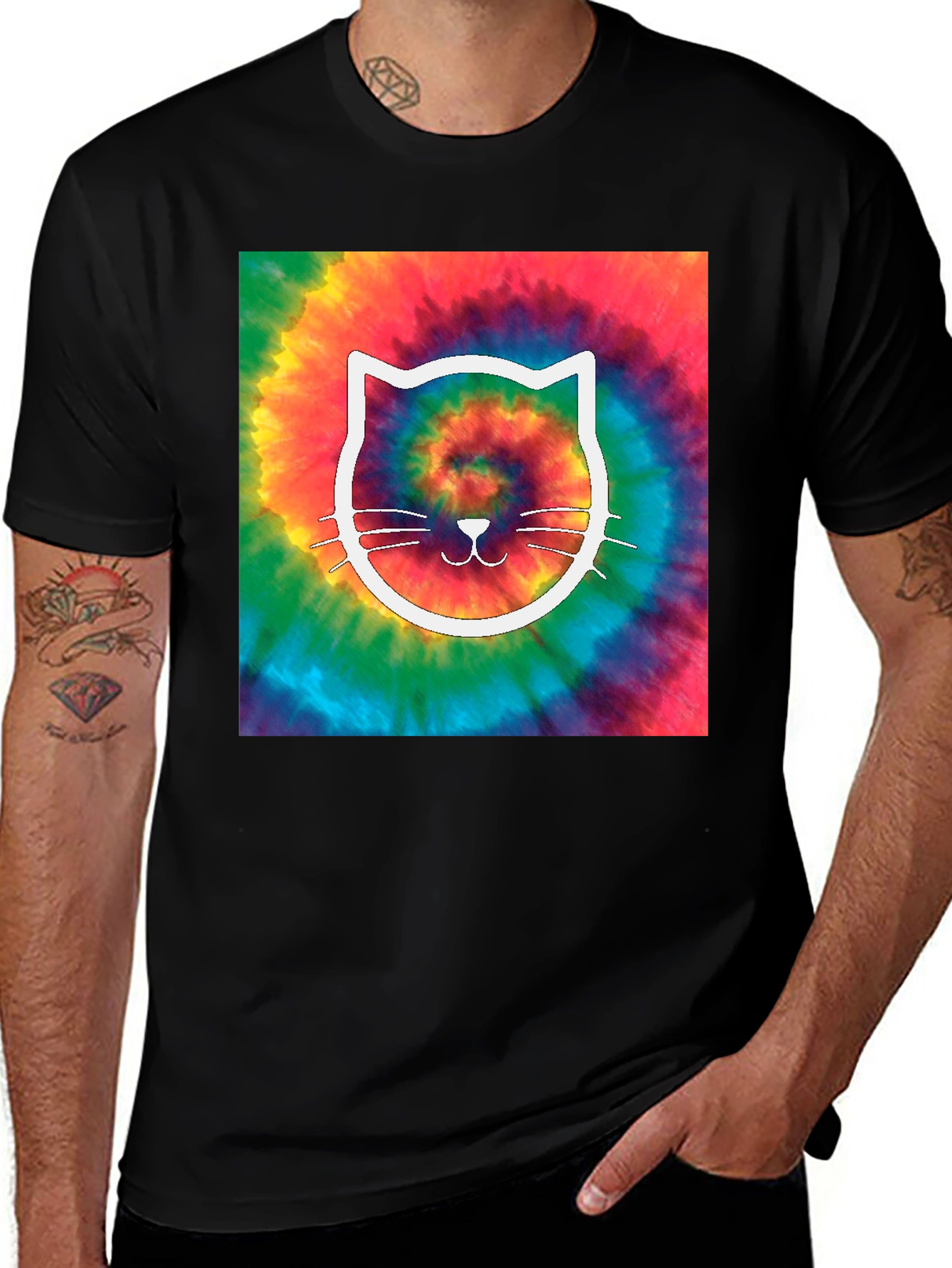 Tie-Dye Cat Graphic Tee