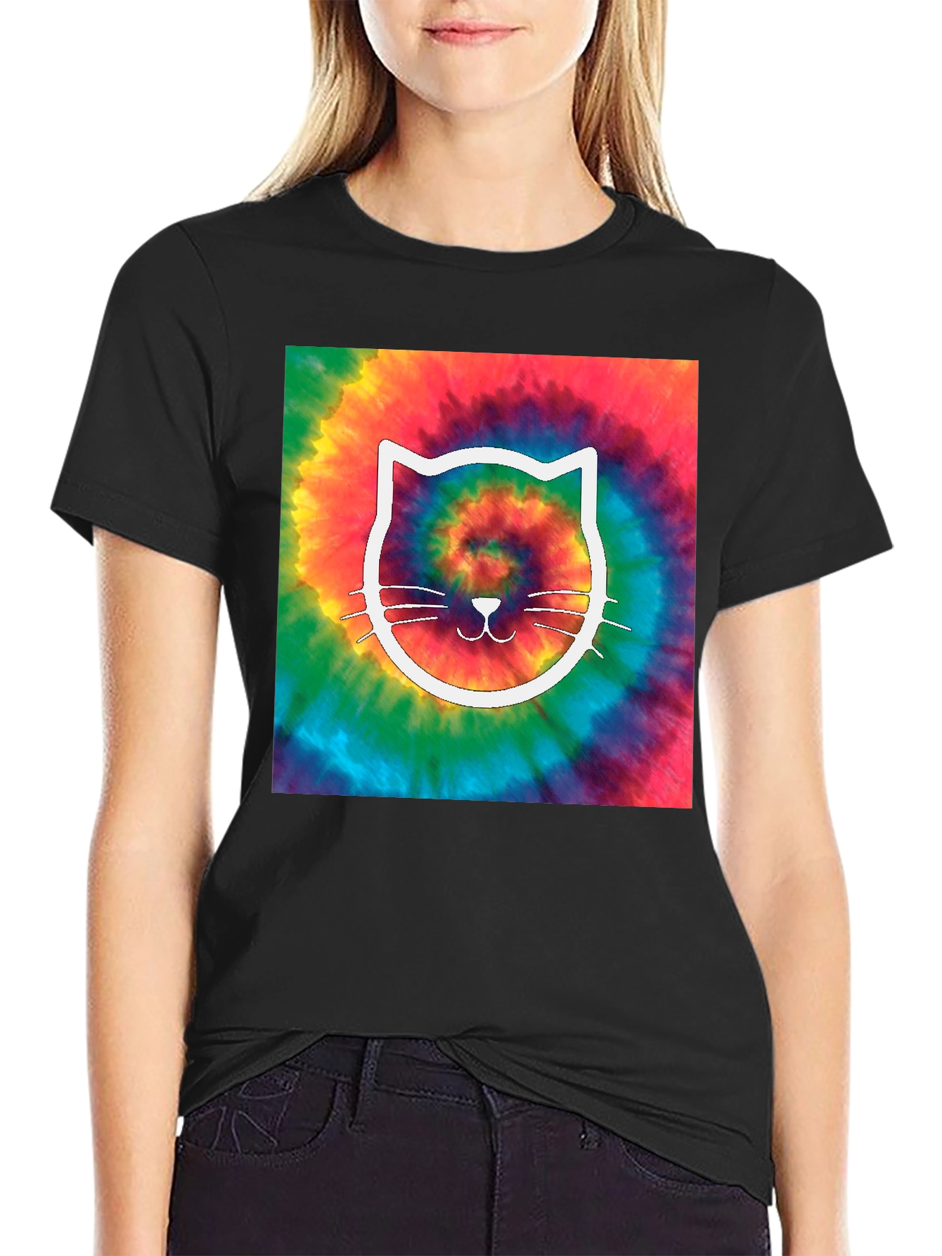 Tie-Dye Cat Graphic Tee
