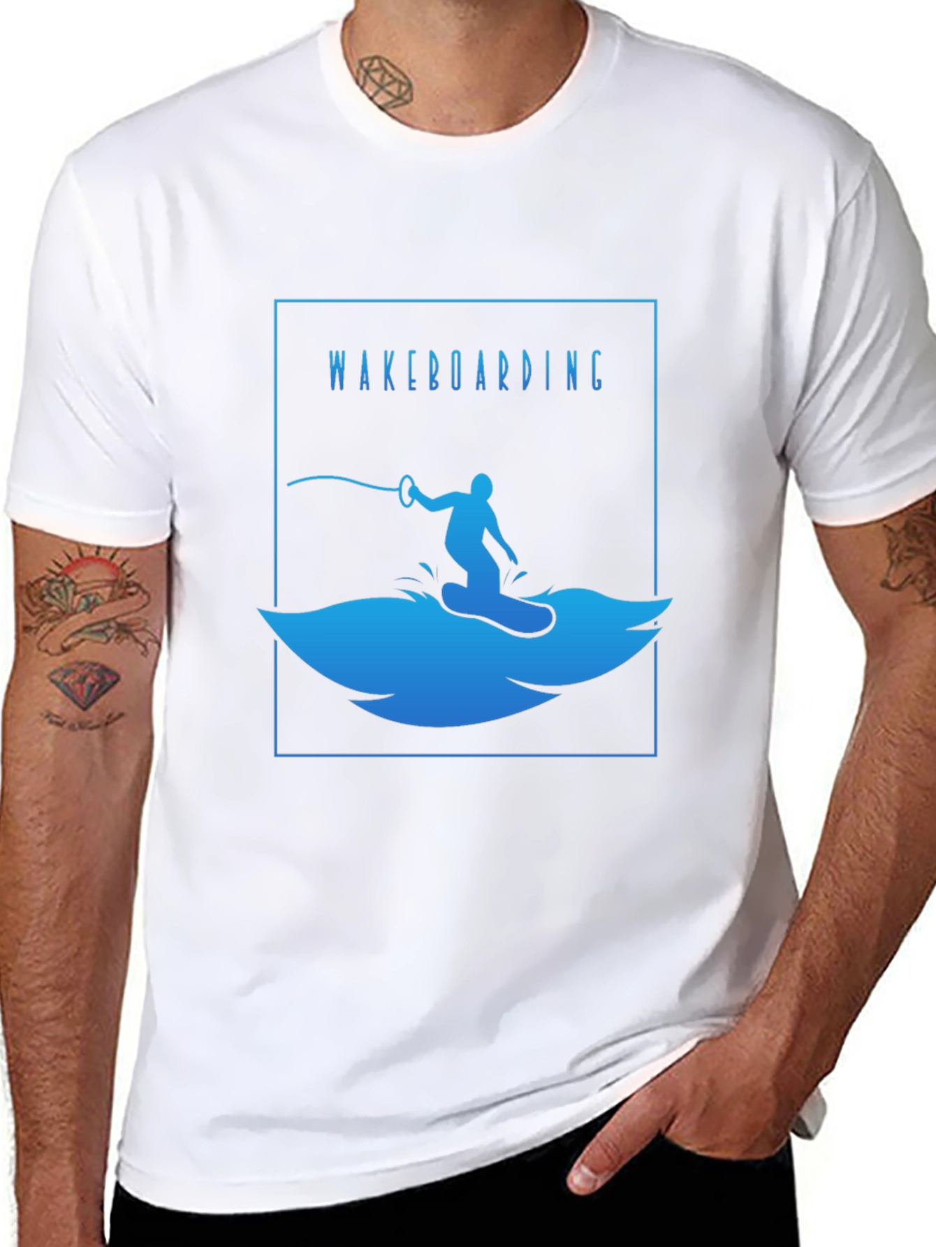 Wakeboarding T-Shirt - Black Cotton Graphic Tee
