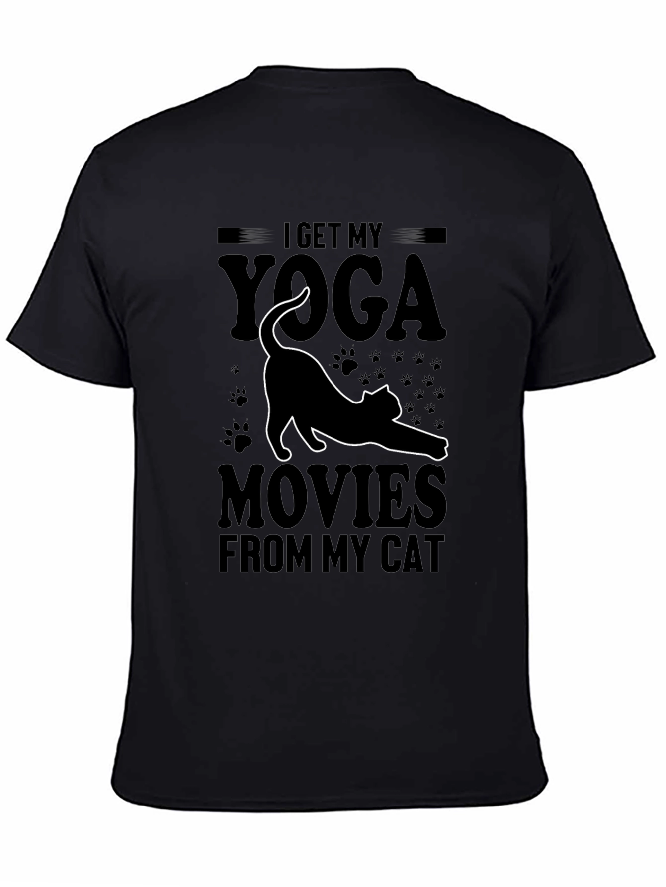 Yoga Cat Graphic T-Shirt - Black