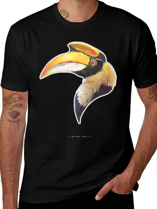 Hornbill Graphic Print Black T-Shirt