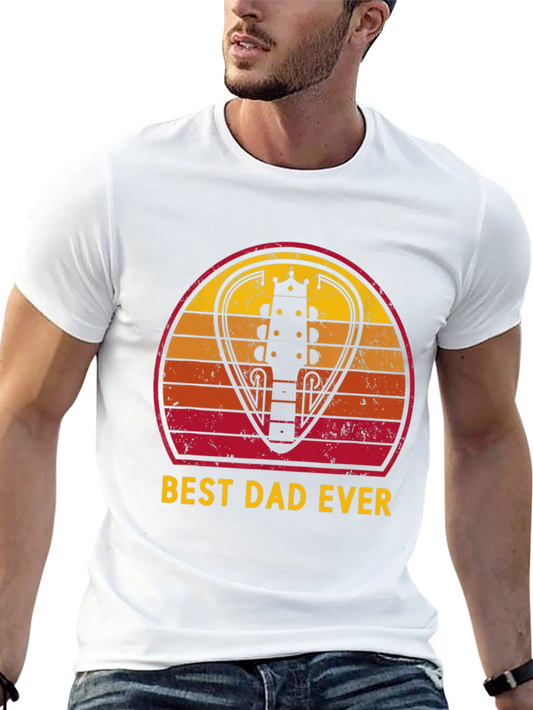 Best Dad Ever Guitar Pick Sunset T-Shirt