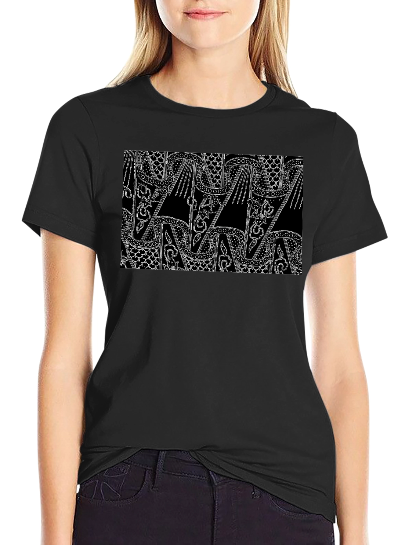Abstract Pattern Black T-Shirt for Men