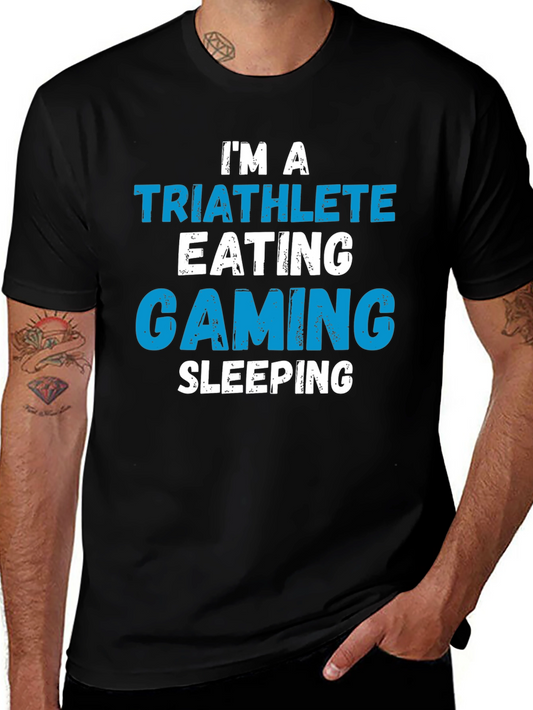 Triathlete Gaming Sleeping T-Shirt - Funny Sport Tee