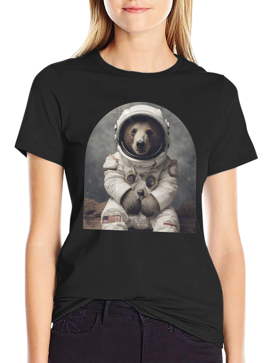 Astronaut Bear Graphic Tee - Novelty T-Shirt