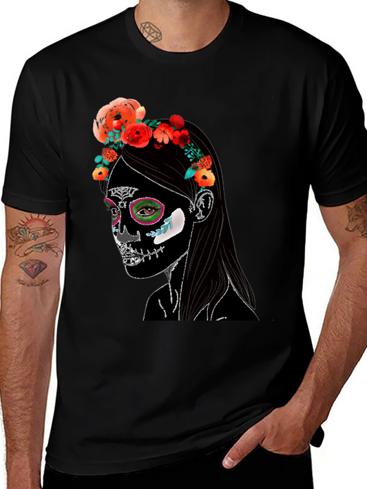 Sugar Skull Woman Graphic Tee - Dia de los Muertos