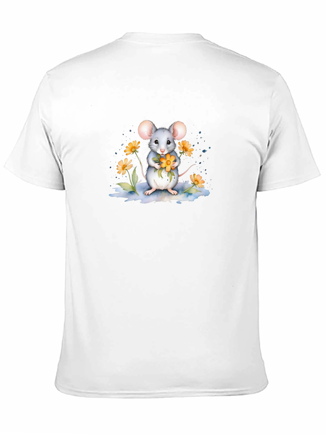 Cute Mouse with Flowers Graphic Tee