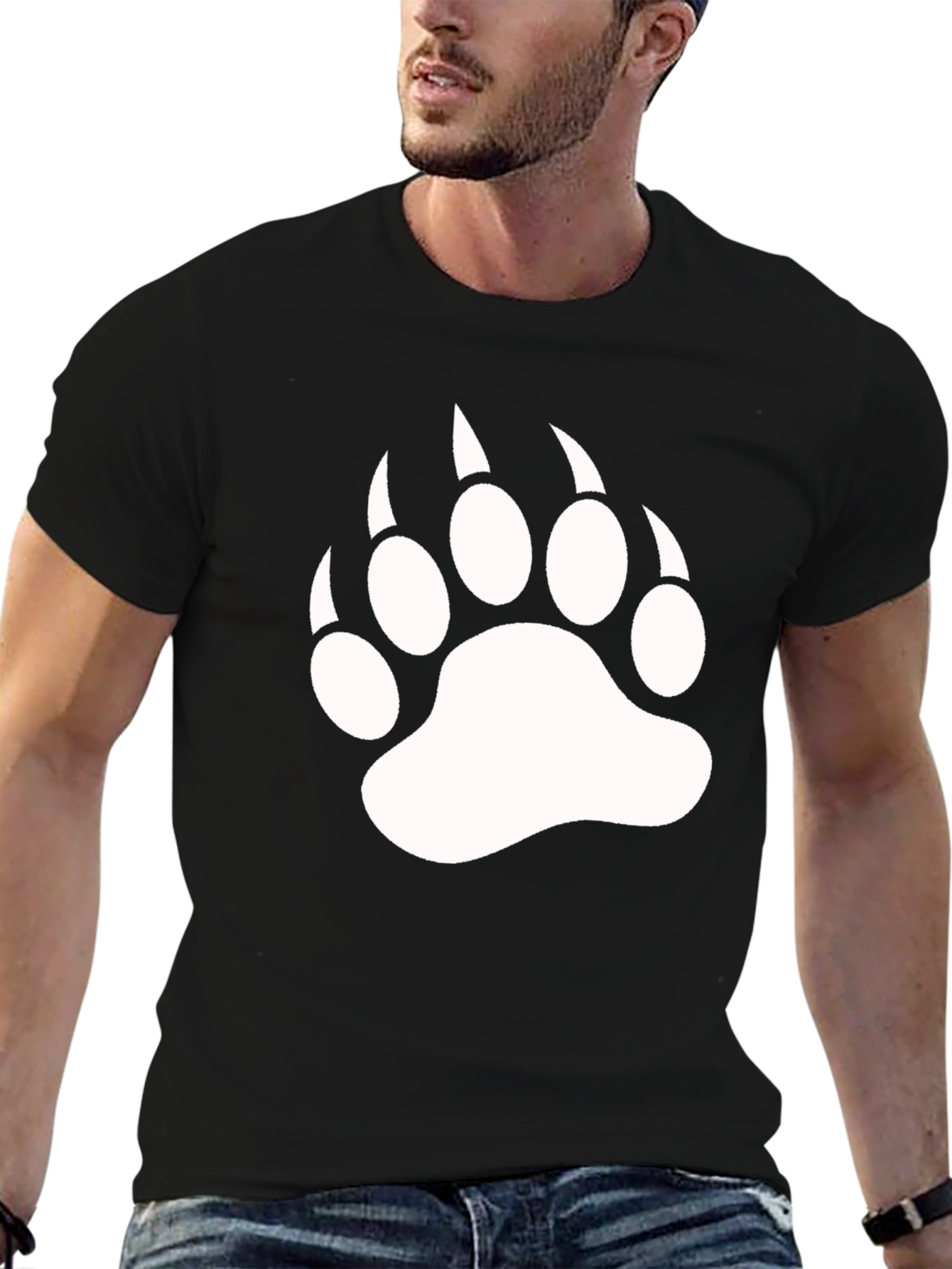 Bear Claw Print Black T-Shirt