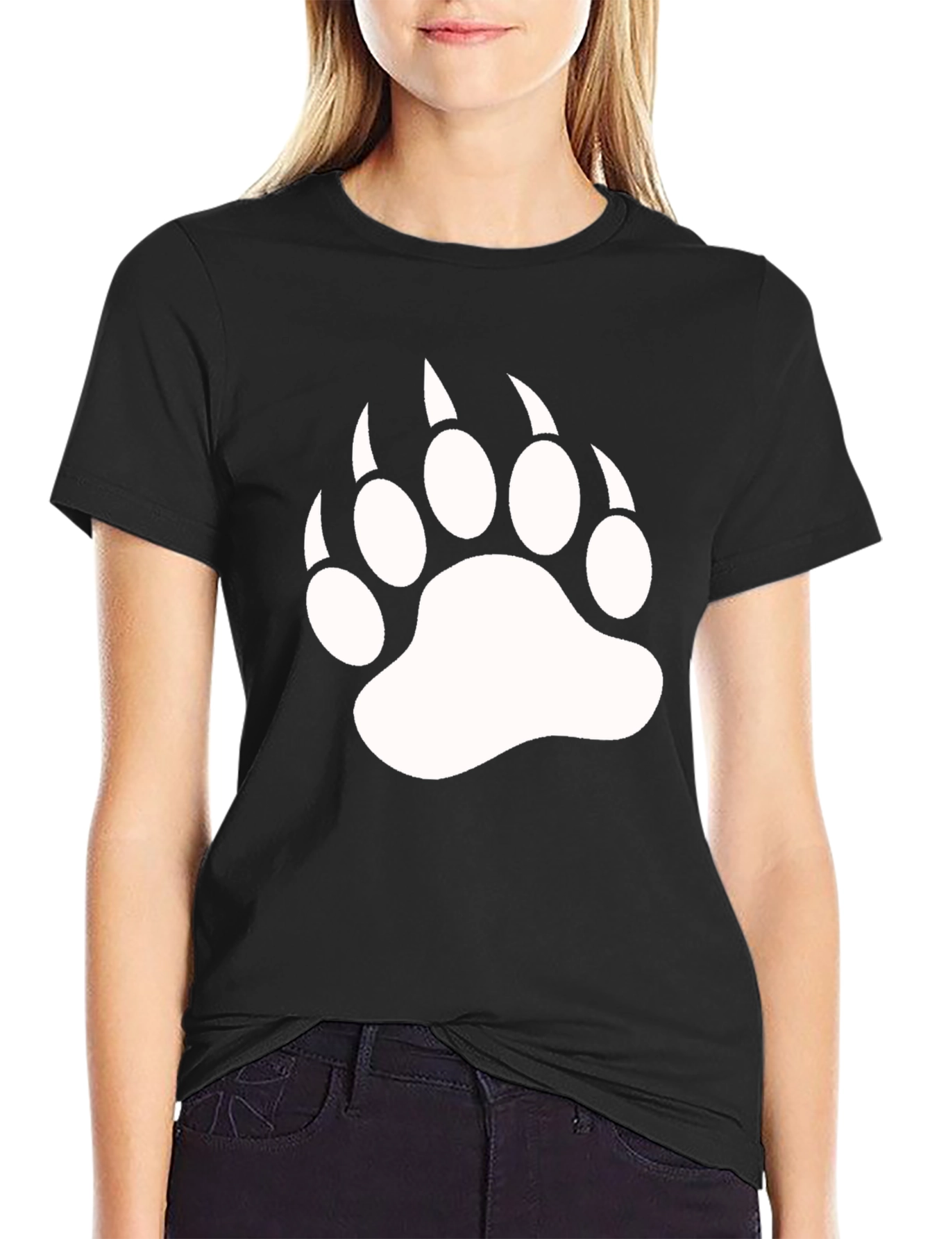 Bear Claw Print Black T-Shirt