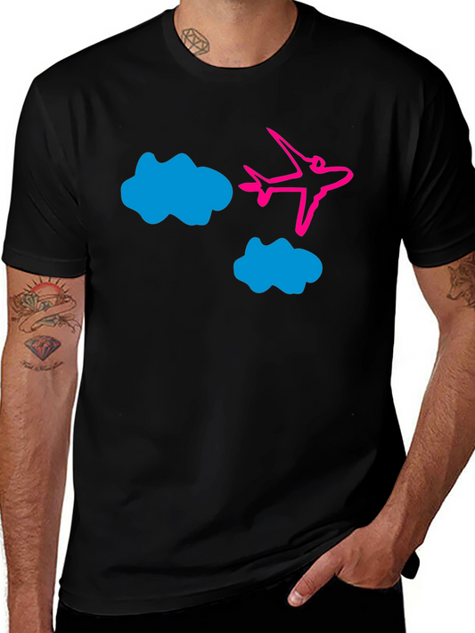 Airplane & Clouds Graphic Tee - Soft Cotton Comfort