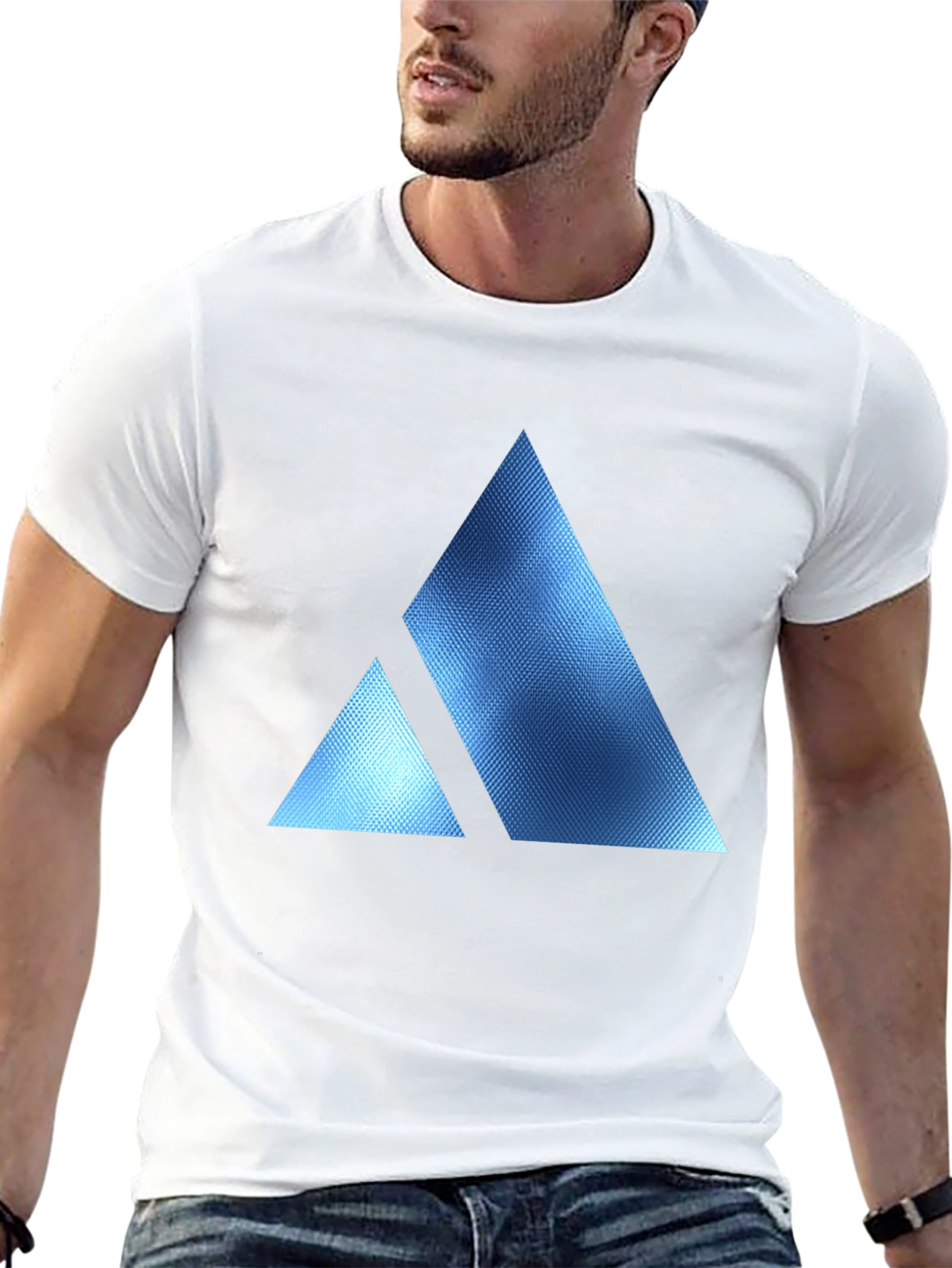 Geometric Triangle Print Crew Neck T-Shirt