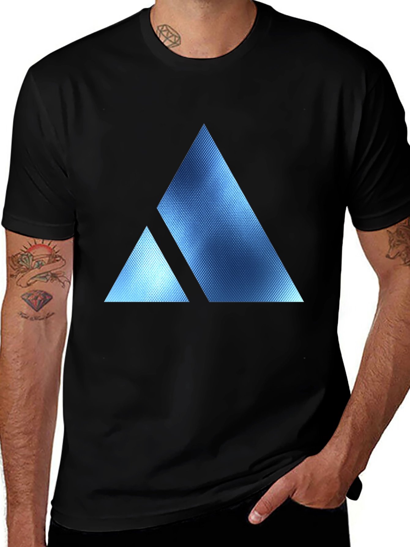 Geometric Triangle Print Crew Neck T-Shirt