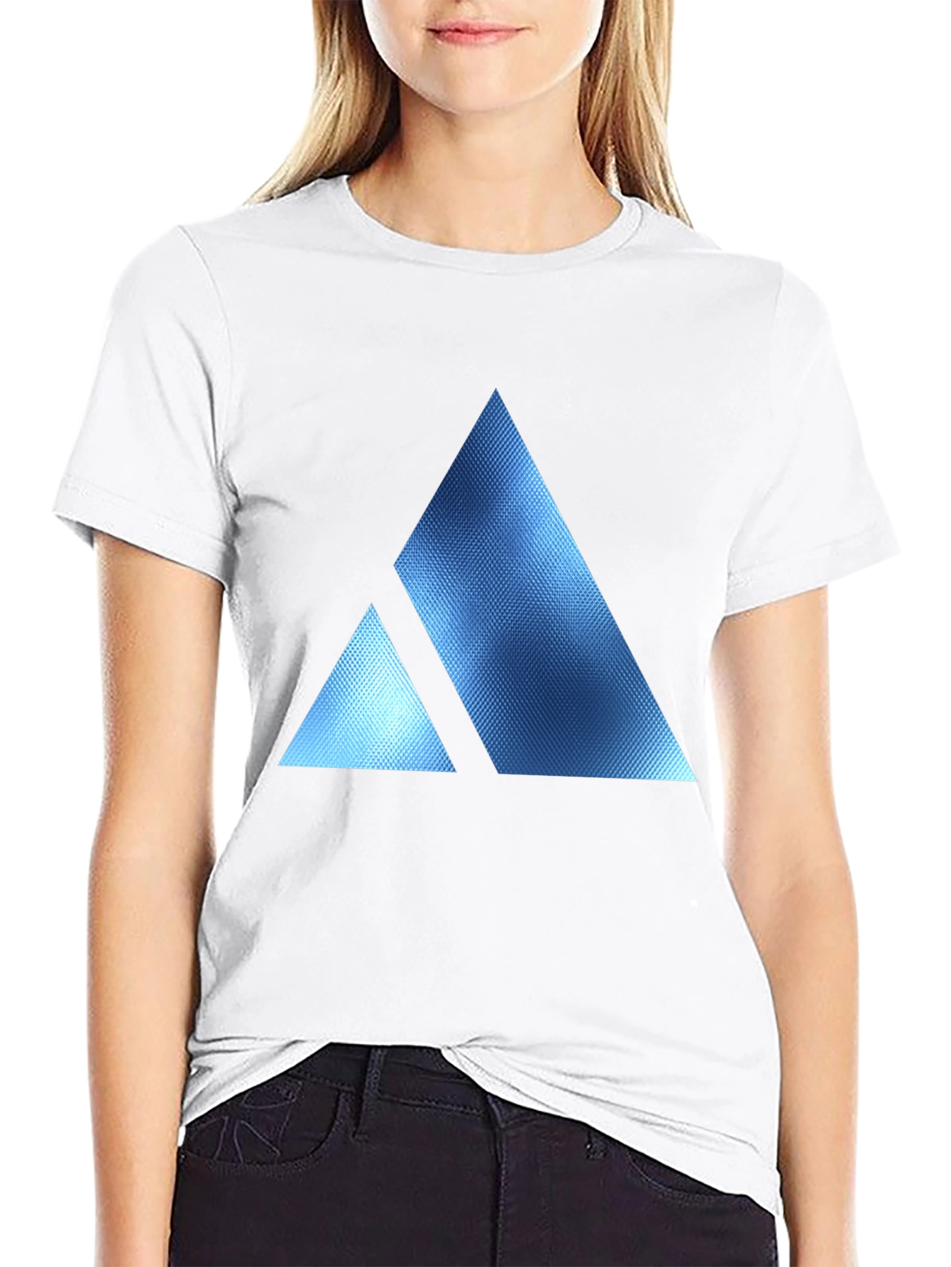 Geometric Triangle Print Crew Neck T-Shirt