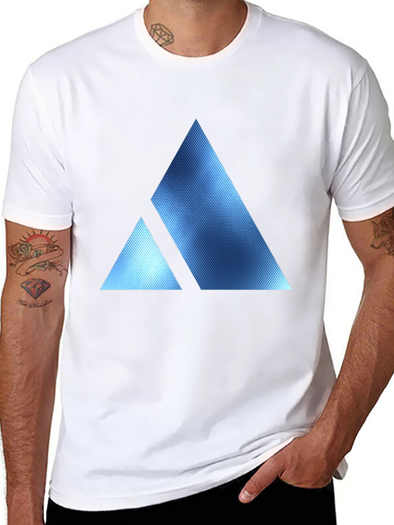 Geometric Triangle Print Crew Neck T-Shirt