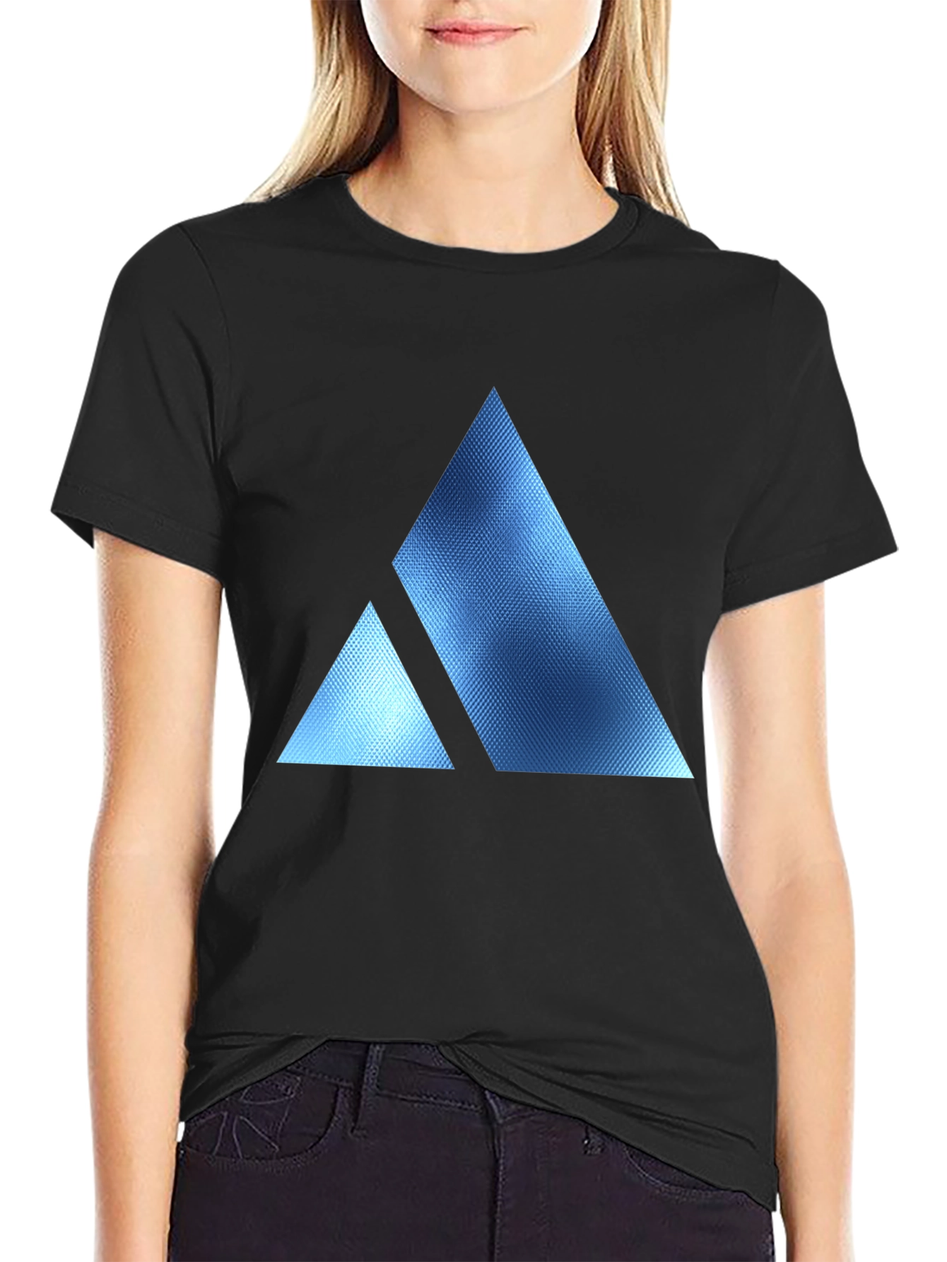 Geometric Triangle Print Crew Neck T-Shirt