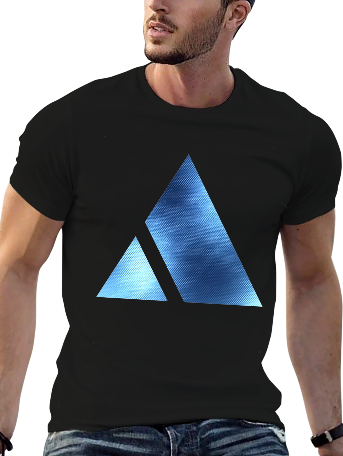 Geometric Triangle Print Crew Neck T-Shirt