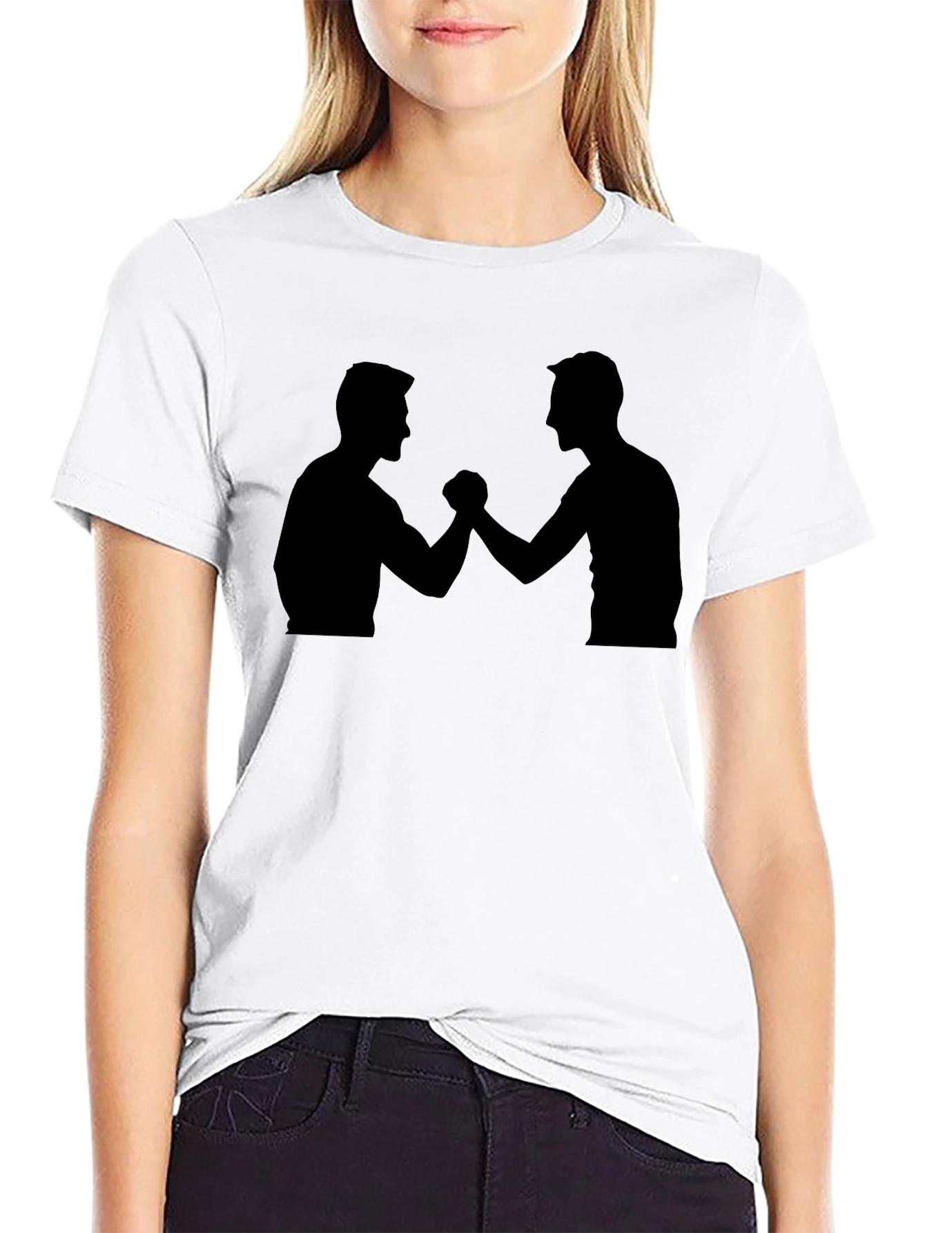 Arm Wrestling Silhouette Black T-Shirt