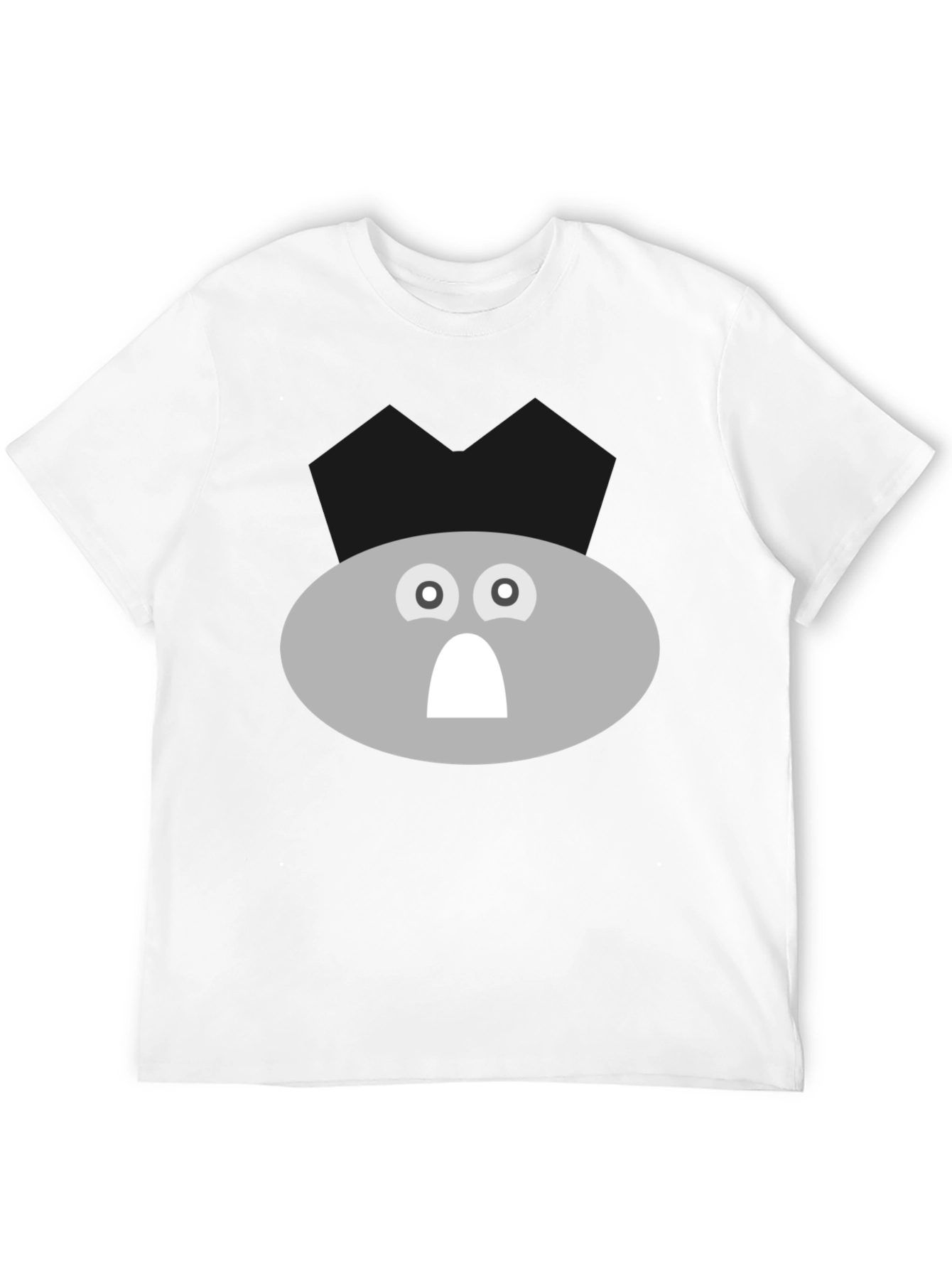 Funny Gray Face Graphic Tee - Black T-Shirt