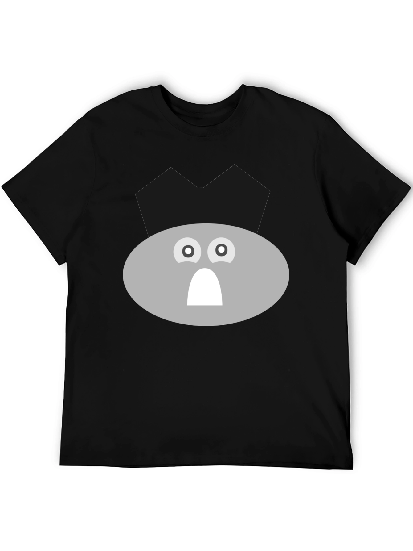 Funny Gray Face Graphic Tee - Black T-Shirt