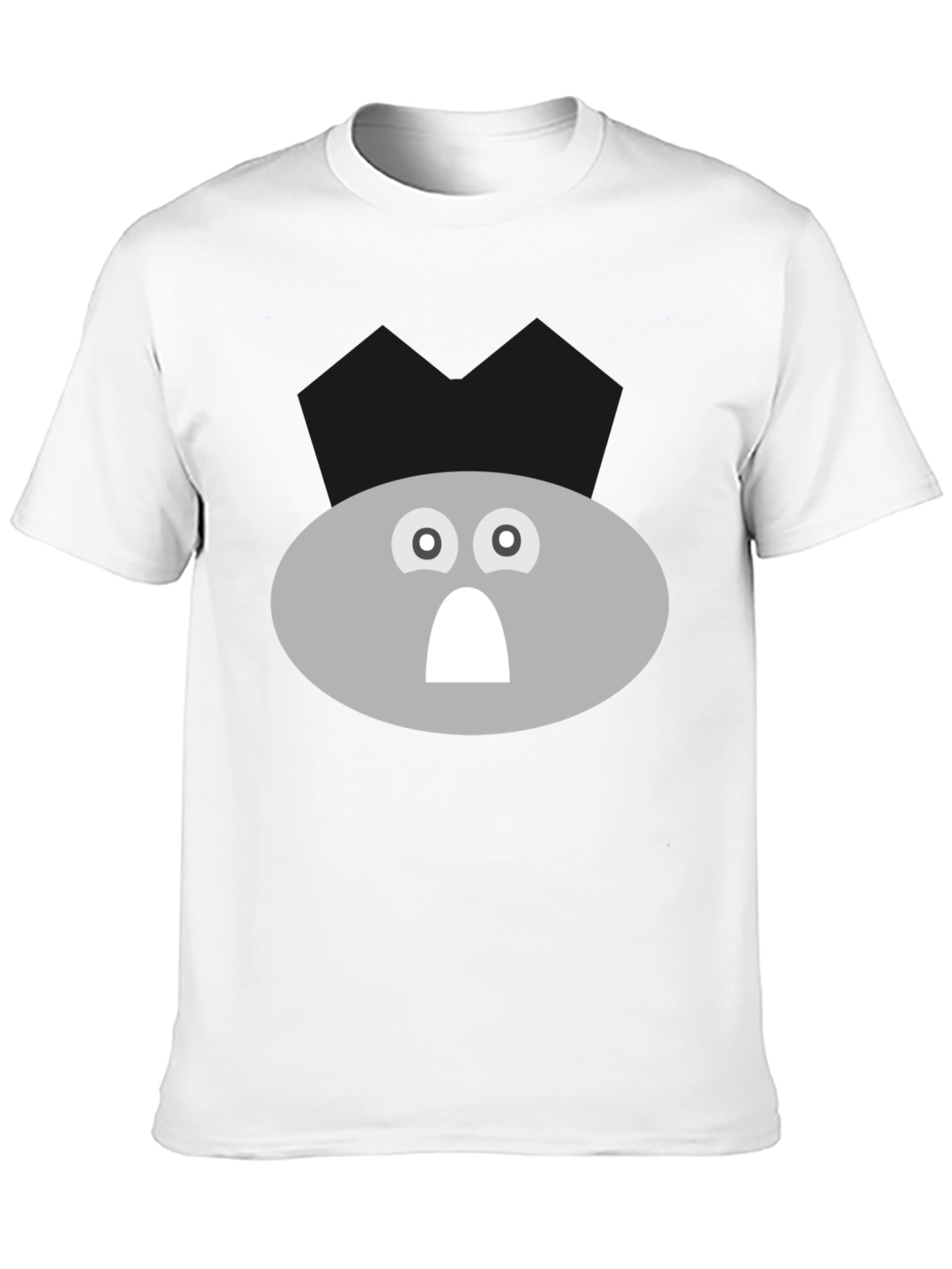 Funny Gray Face Graphic Tee - Black T-Shirt