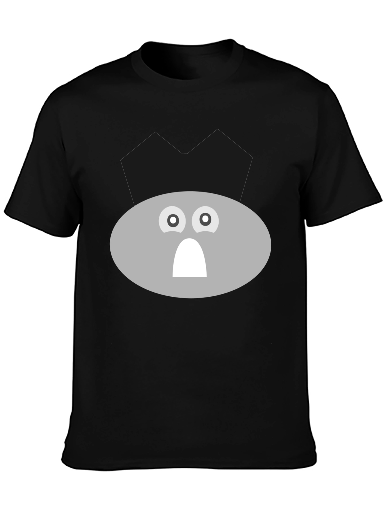 Funny Gray Face Graphic Tee - Black T-Shirt