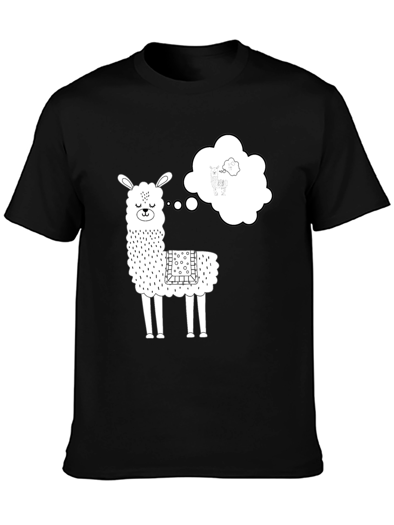 Llama Dreamer Graphic Tee - Black Cotton T-Shirt