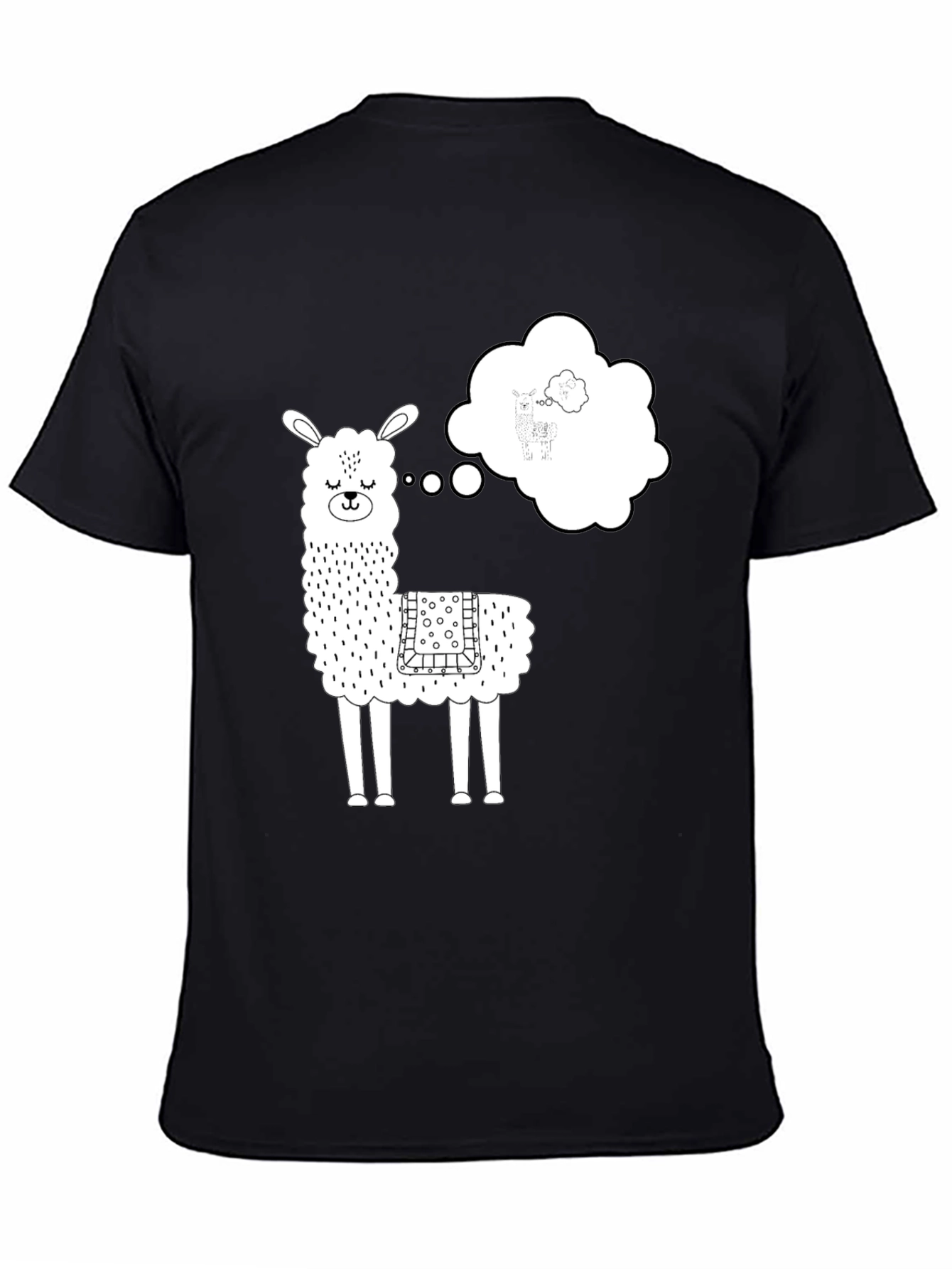 Llama Dreamer Graphic Tee - Black Cotton T-Shirt