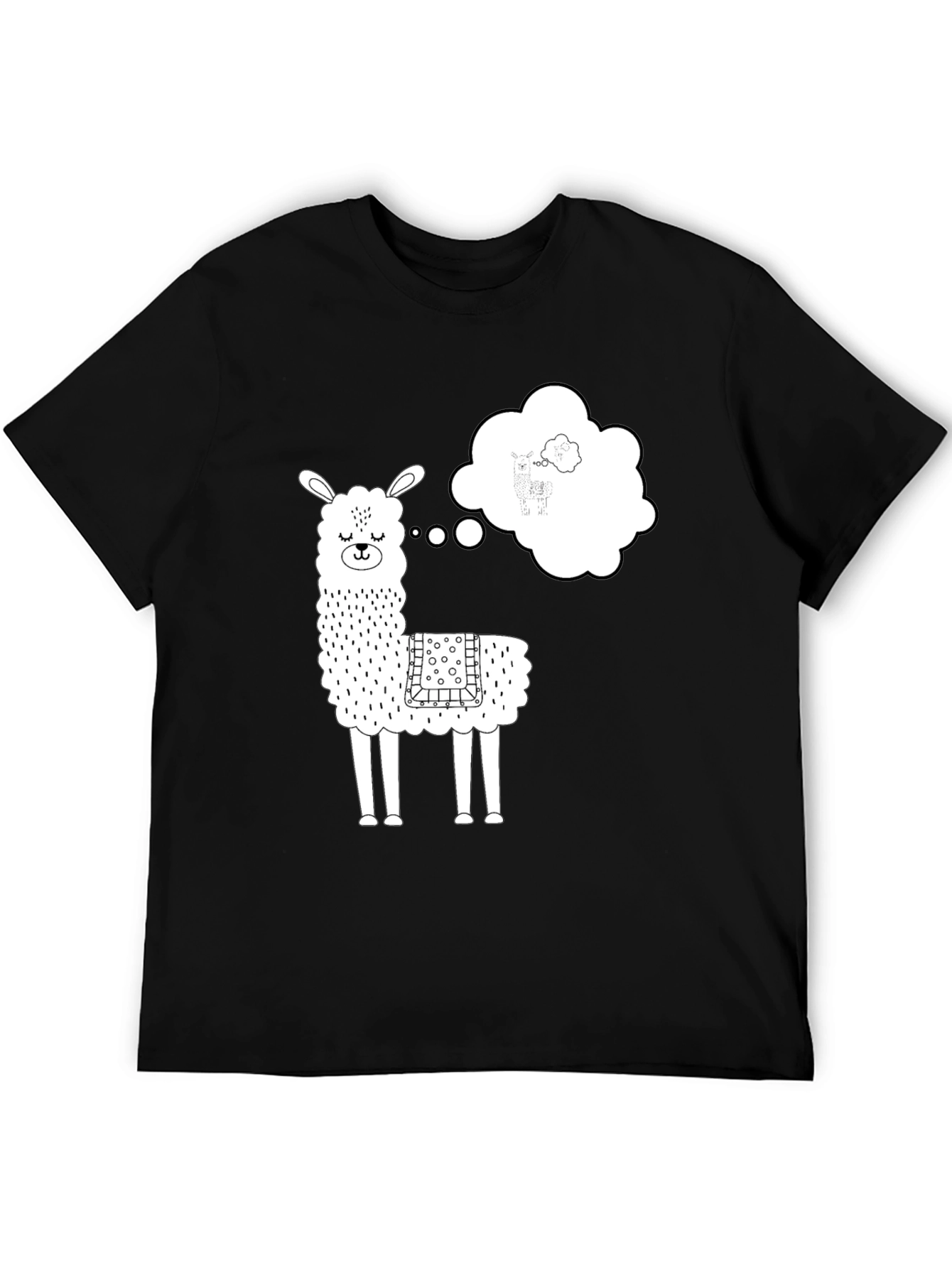 Llama Dreamer Graphic Tee - Black Cotton T-Shirt