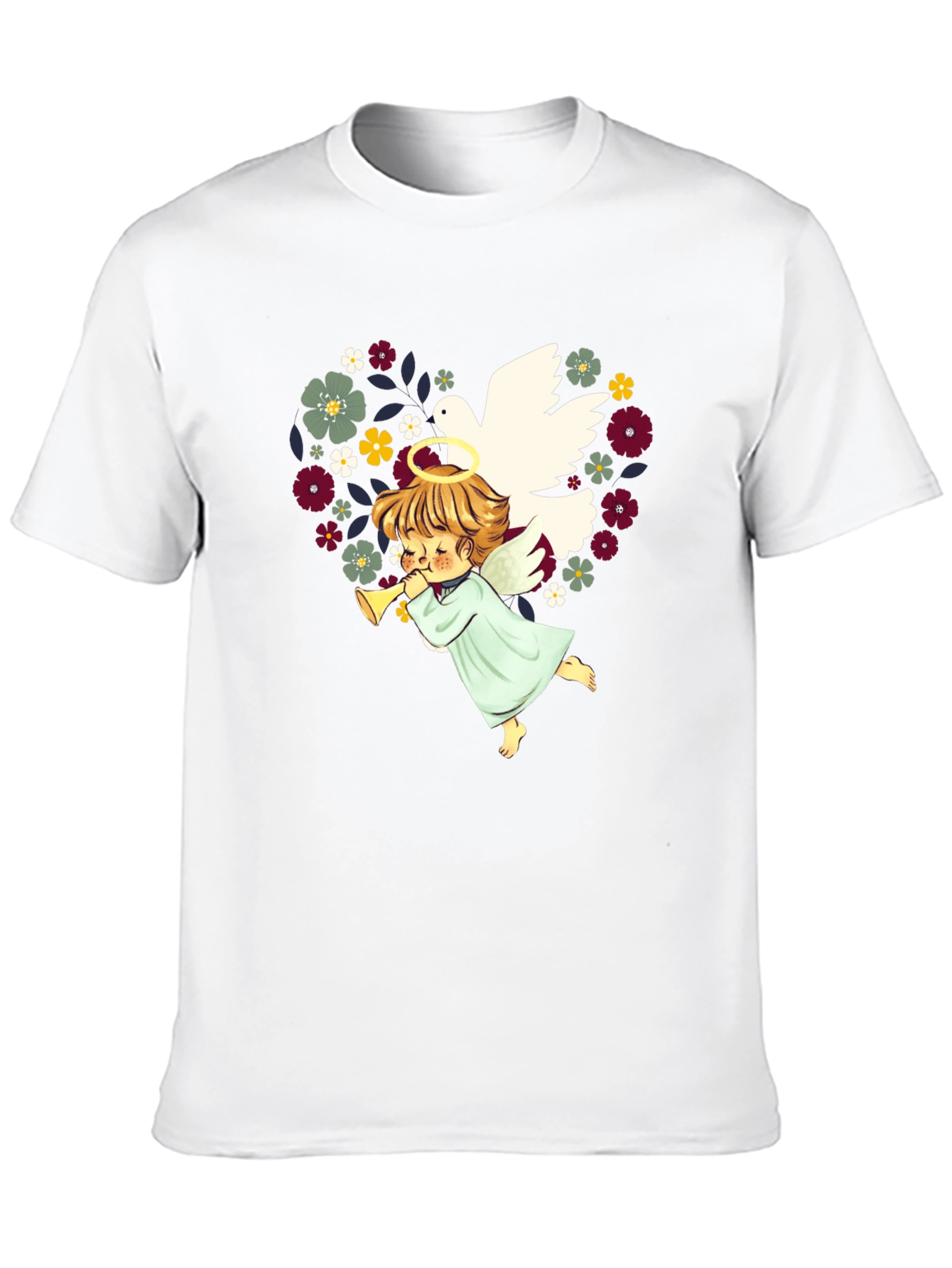 Angel Dove Heart Floral T-Shirt
