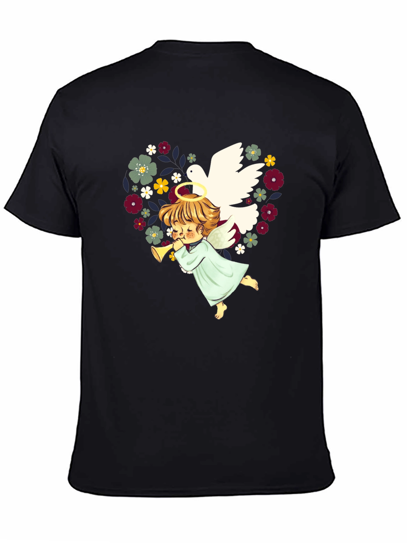 Angel Dove Heart Floral T-Shirt