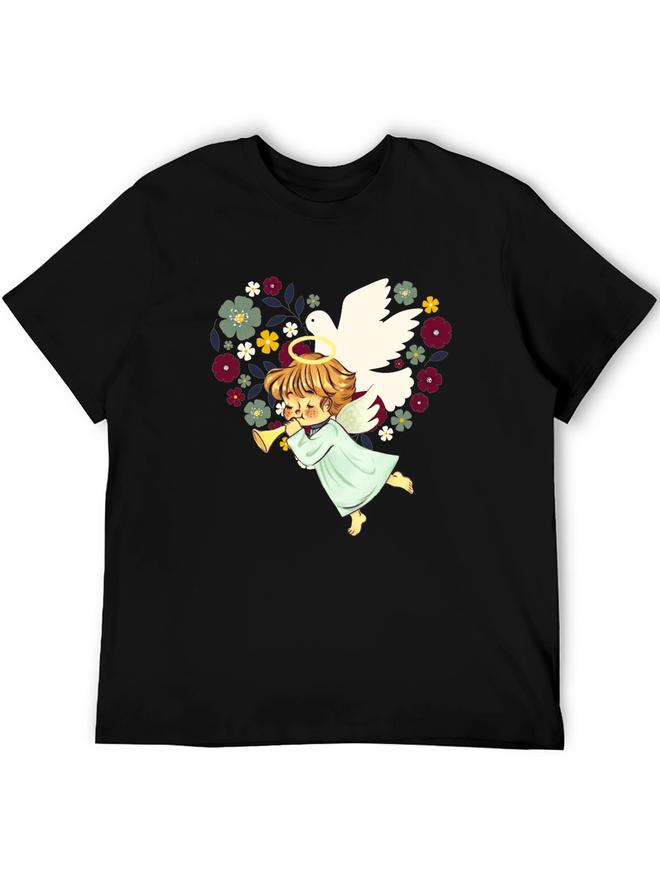 Angel Dove Heart Floral T-Shirt