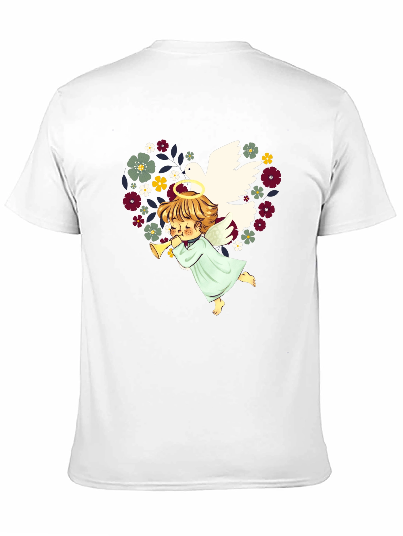Angel Dove Heart Floral T-Shirt