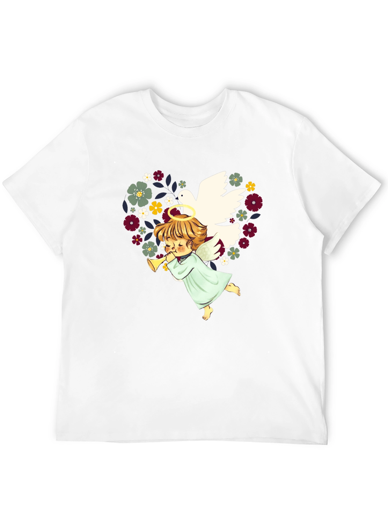 Angel Dove Heart Floral T-Shirt