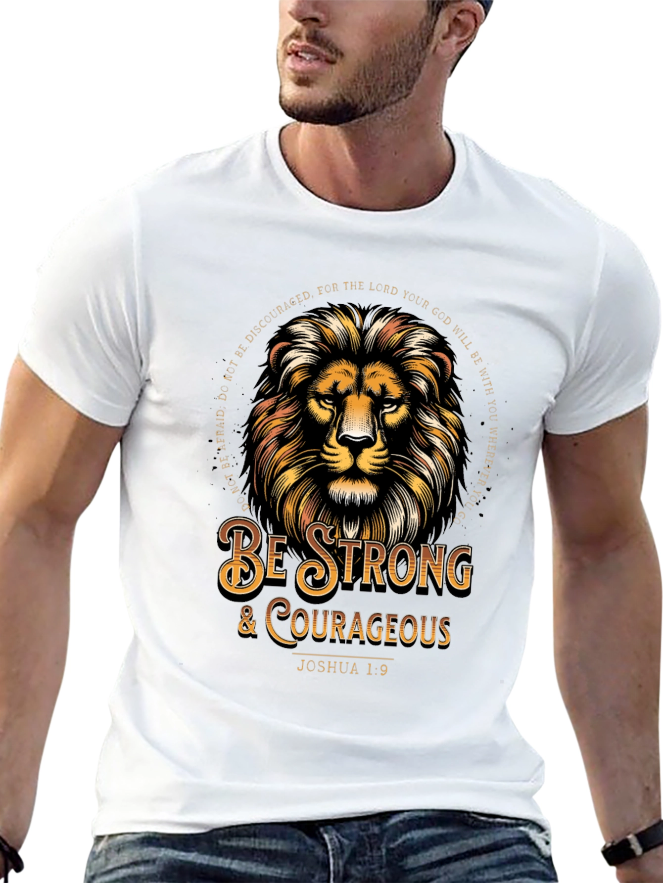 Lion Graphic Tee - Be Strong & Courageous