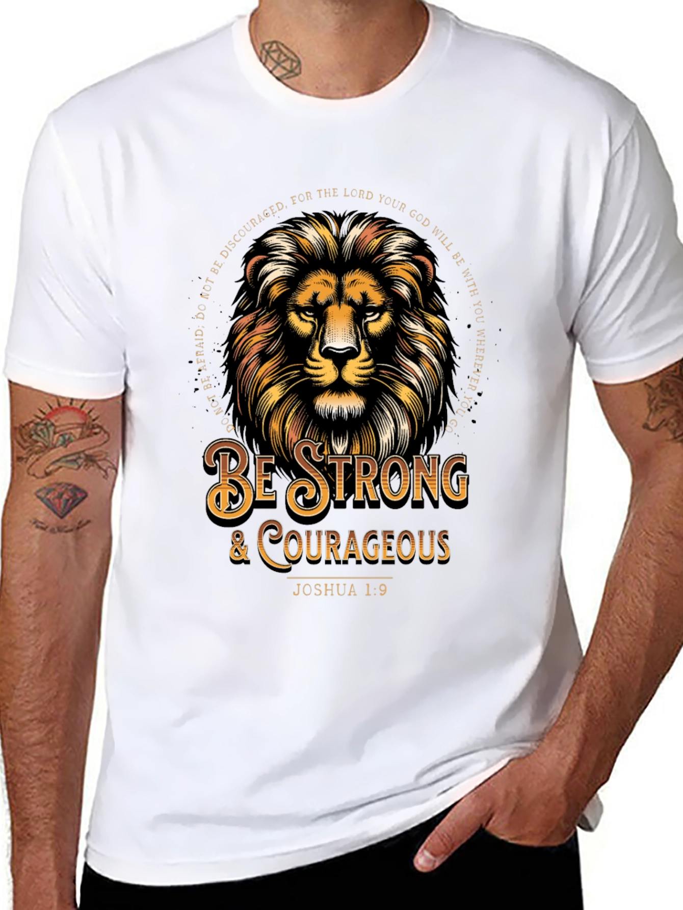 Lion Graphic Tee - Be Strong & Courageous