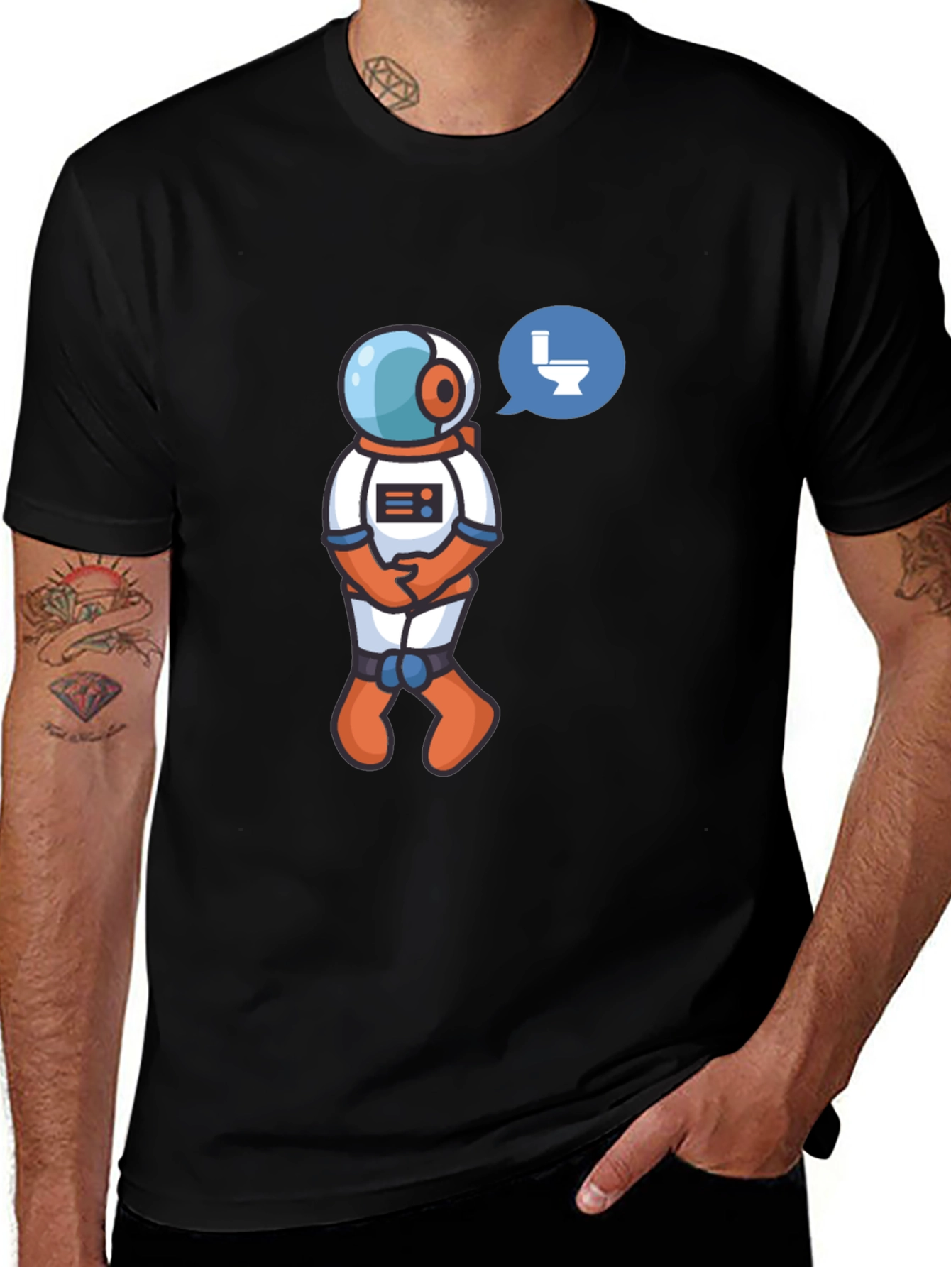 Astronaut Toilet Humor T-Shirt - Black