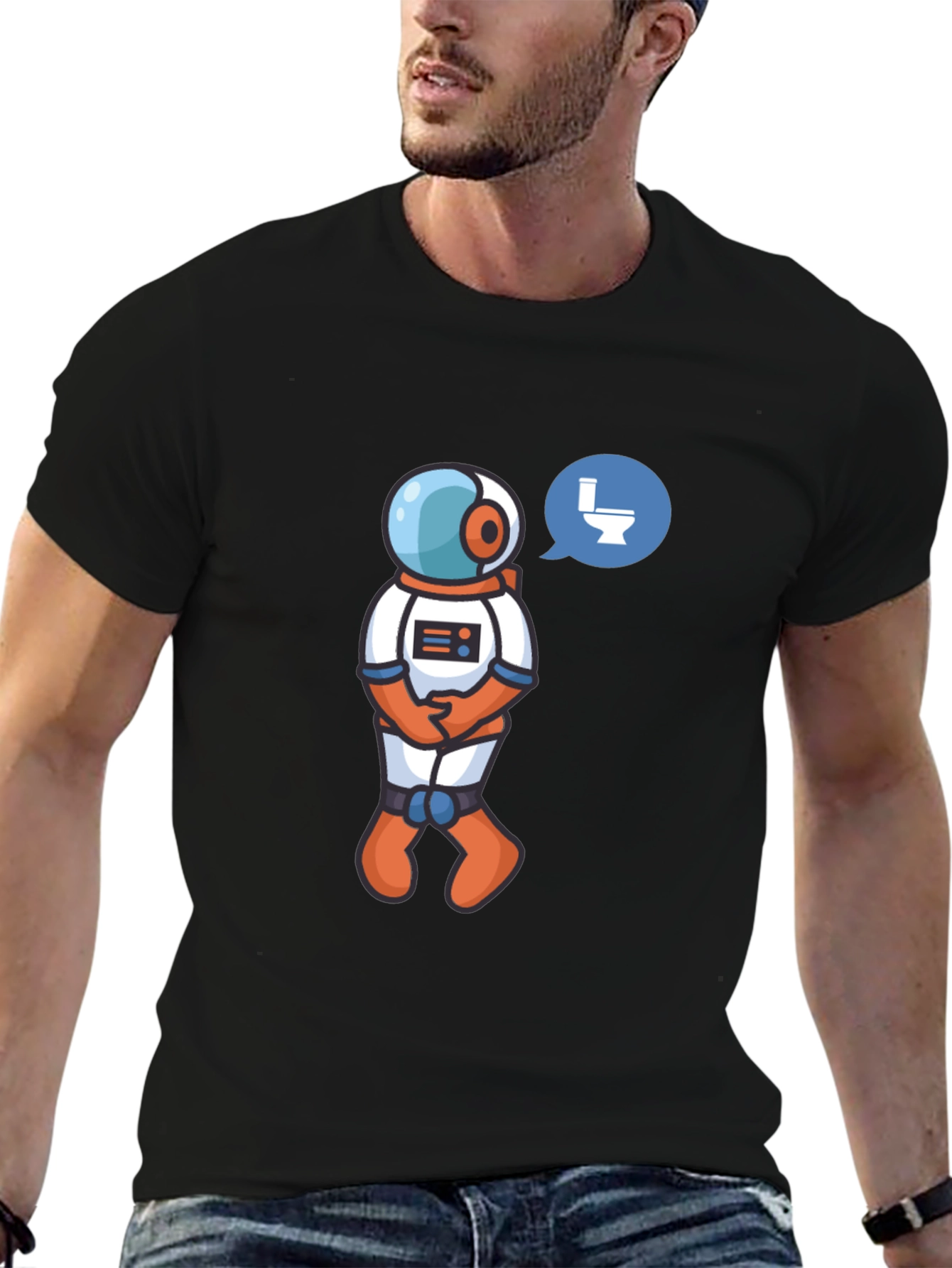 Astronaut Toilet Humor T-Shirt - Black