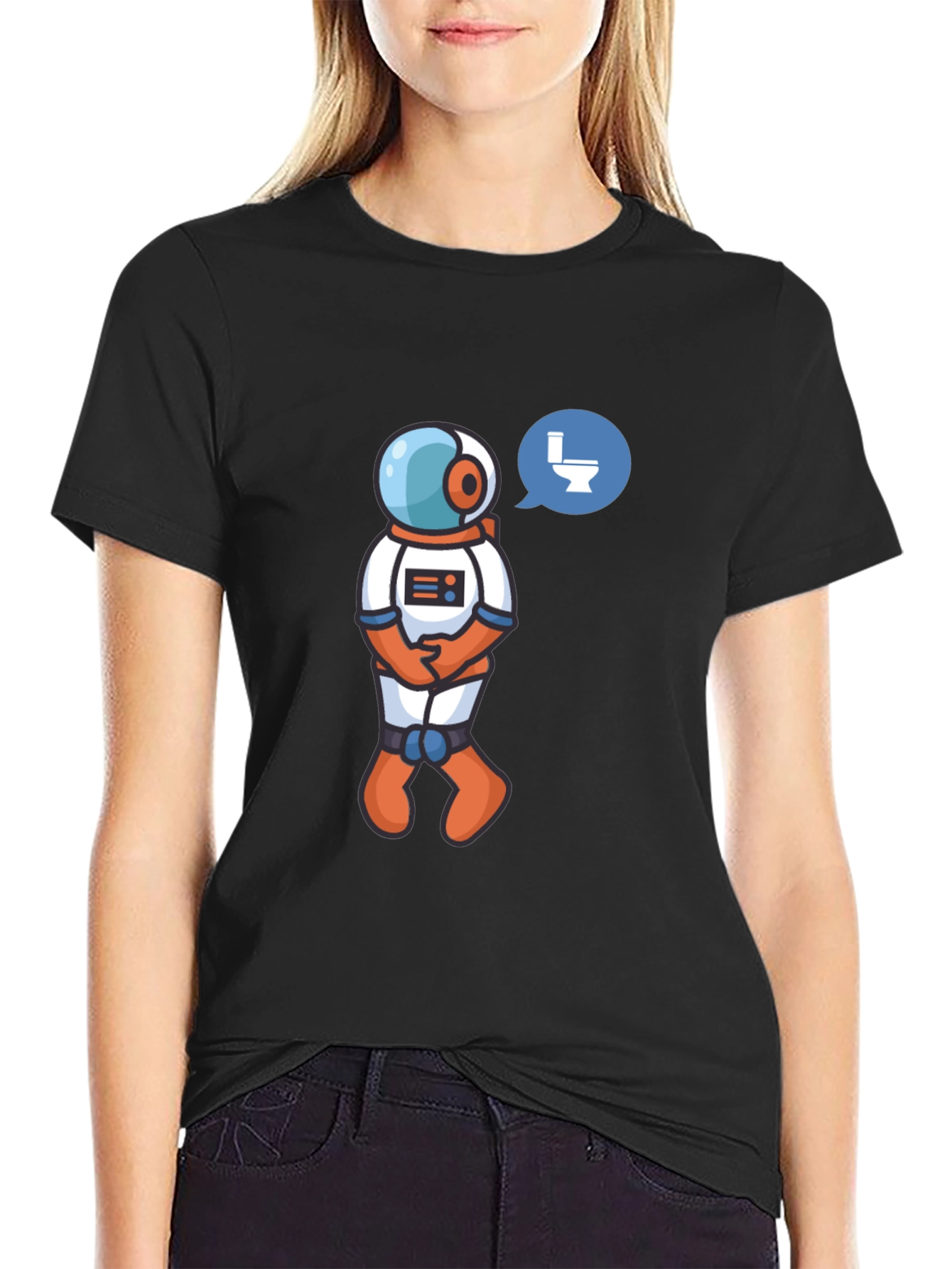 Astronaut Toilet Humor T-Shirt - Black