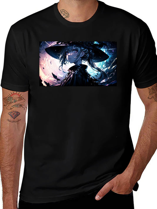 Anime Witch Graphic Black T-Shirt