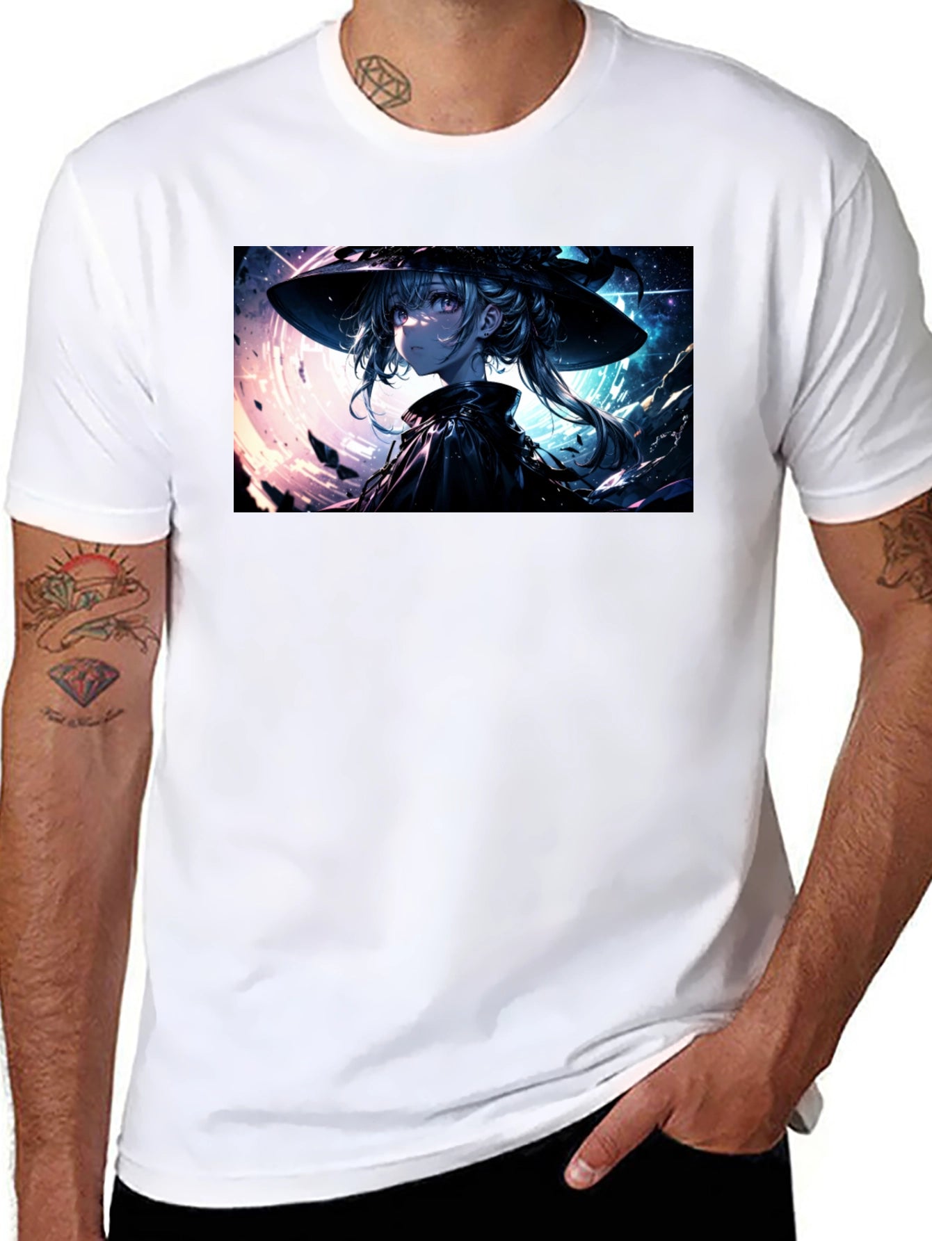 Anime Witch Graphic Black T-Shirt