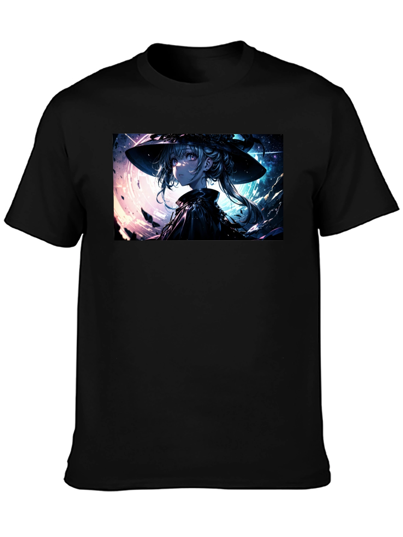 Anime Witch Graphic Black T-Shirt