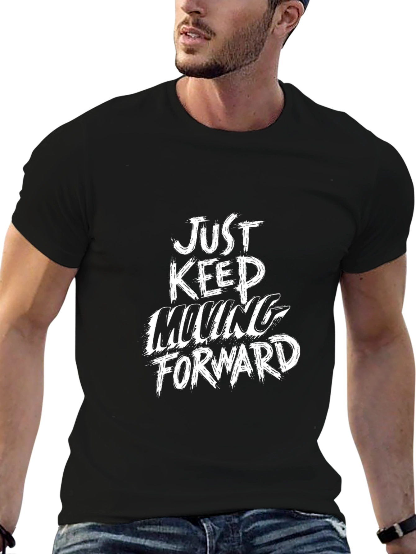 Inspirational Graphic Print Tee - Keep Moving Forward
